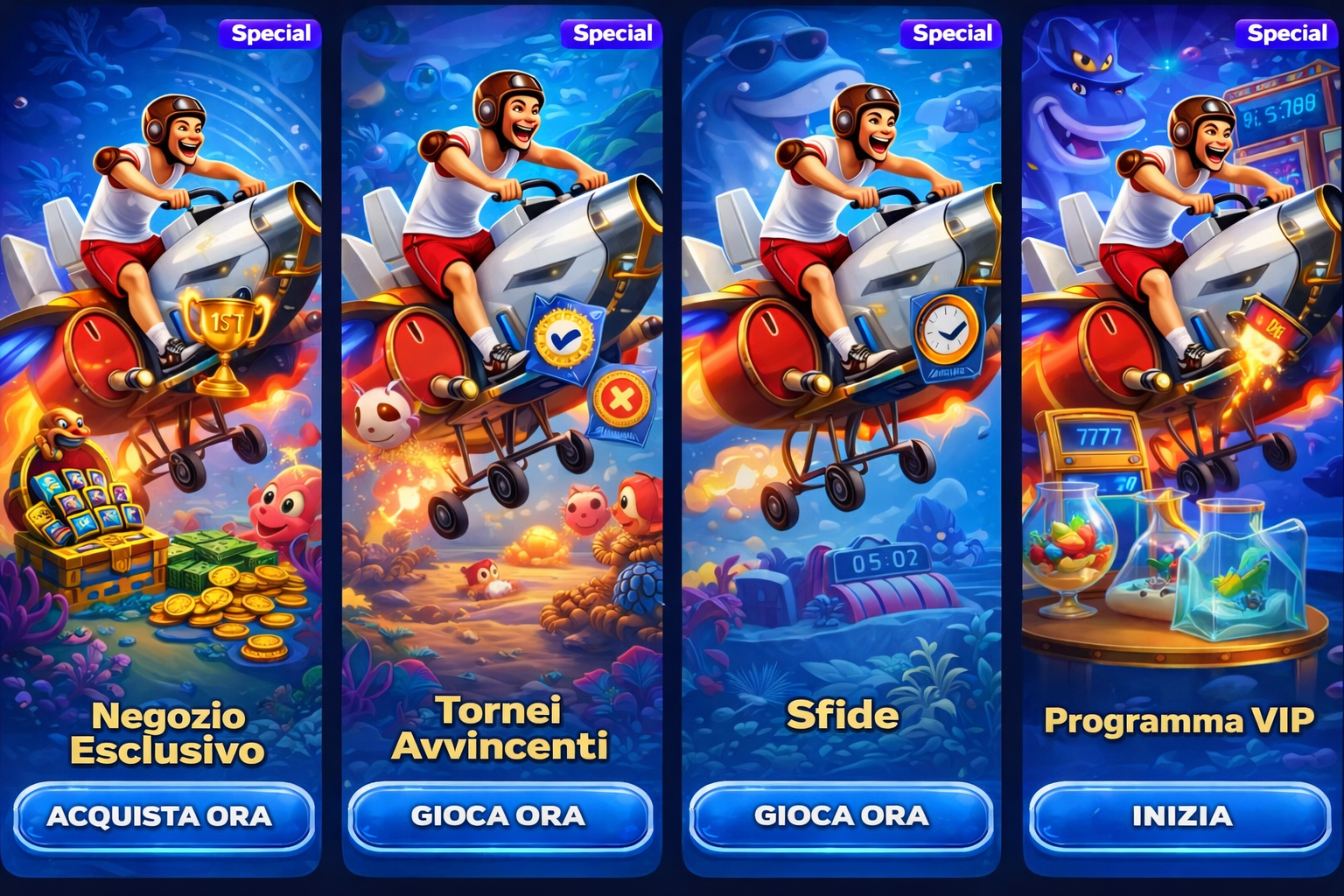 Various casino games presented in a cohesive style, featuring bright graphics and similar design elements